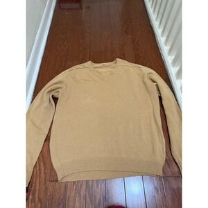 Neiman Marcus Mens Tan 100% Cashmere V-Neck Sweater Made in Scotland L vintage